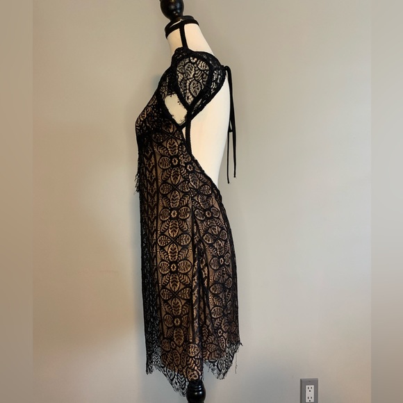 LBD Hollywood VINTAGE A-line Lace Backless Party Dress in Black Size Small - Picture 2 of 9